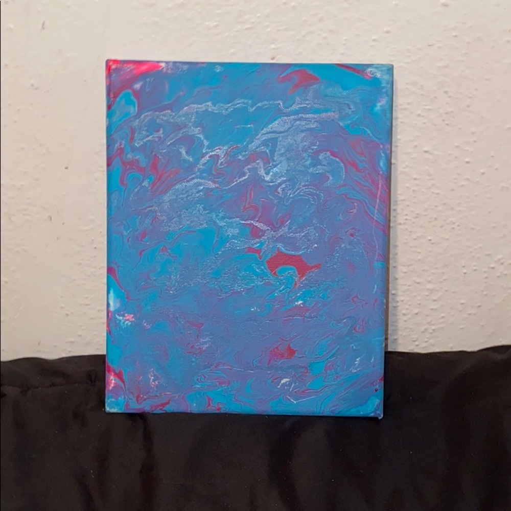Blue and pink swirl painting